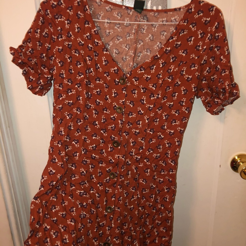 burnt orange floral dress